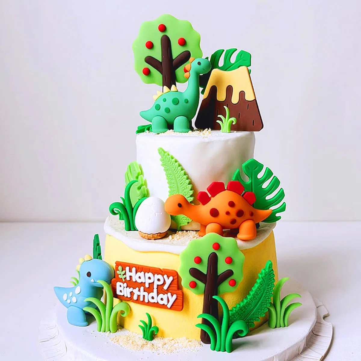 Decorazioni per Torta Dinosauri,Topper per Torta a Tema Dinosauro per Compleanni,Baby Shower e Feste per Bambini-Decorazione Della Torta con Dinosauri,Alberi e Foglie per Una Festa Preistorica