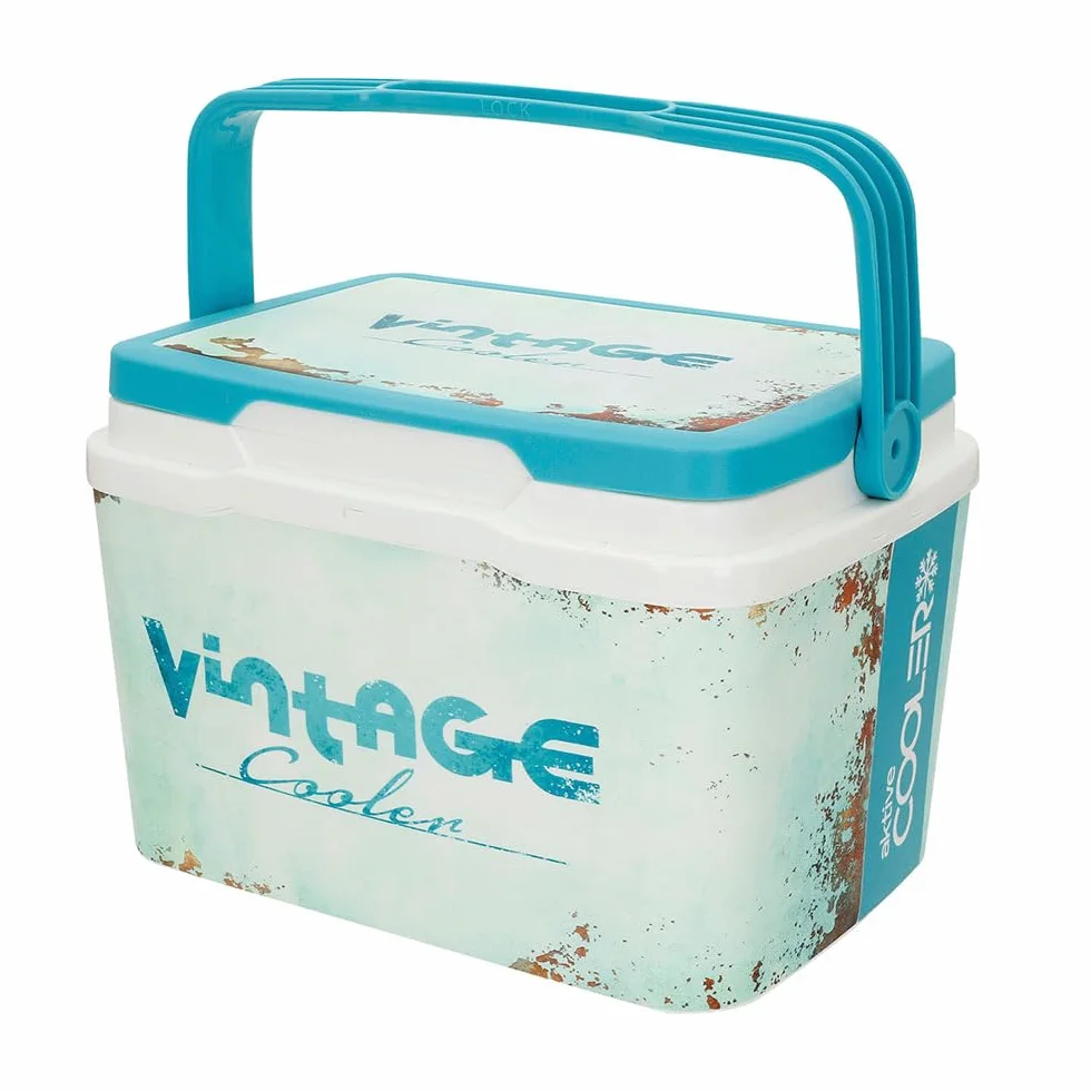 AKTIVE Borsa frigo rigida da 5L, Stile classico, Plastica resistente, Isolamento in poliuretano superiore, Mantiene il fresco fino a 15 ore, Coperchio con chiusura sicura, Design blu (62392)