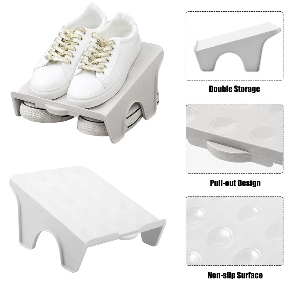 Organizer per Fessure per Scarpe, 4 Pezzi Scarpes Antiscivolo Salvaspazio per Armadio, Organizzatori di Slot per Scarpes, Sistemi di Stoccaggio di Scarpe, Compatibile con la Casa