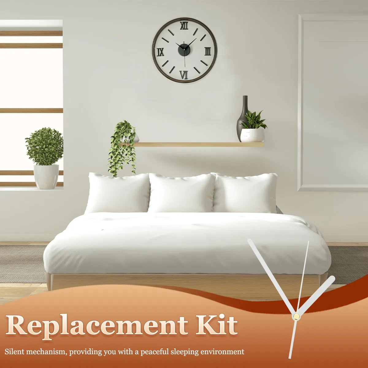 PATIKIL Kit Lancette Orologio, 16 Set Parti Lancette Orologio In Alluminio Sostituzione Meccanismo Movimento Per Riparazione DIY Decorazione Casa Soggiorno Camera Da Letto, Stile Bianco 4