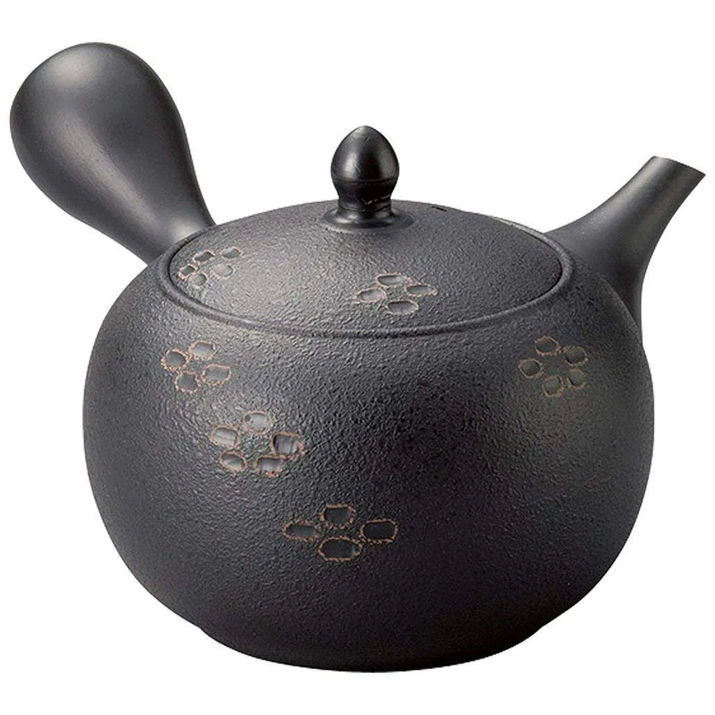 Yamakiikai Teiera giapponese grande Kyusu Tokoname fatta a mano in argilla, 15,6 once fluide Shunjuu Scarlet Crest modello nero L339 dal Giappone (1)