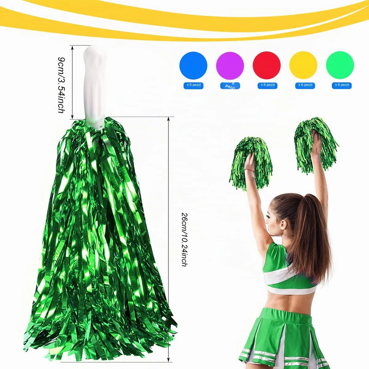30 Pezzi Pon Pon Cheerleader, Cheerleading Pom, Pom PON di Squadra Cheer Leader per Eventi Sportivi Feste In Palcoscenico Feste（5 colori）