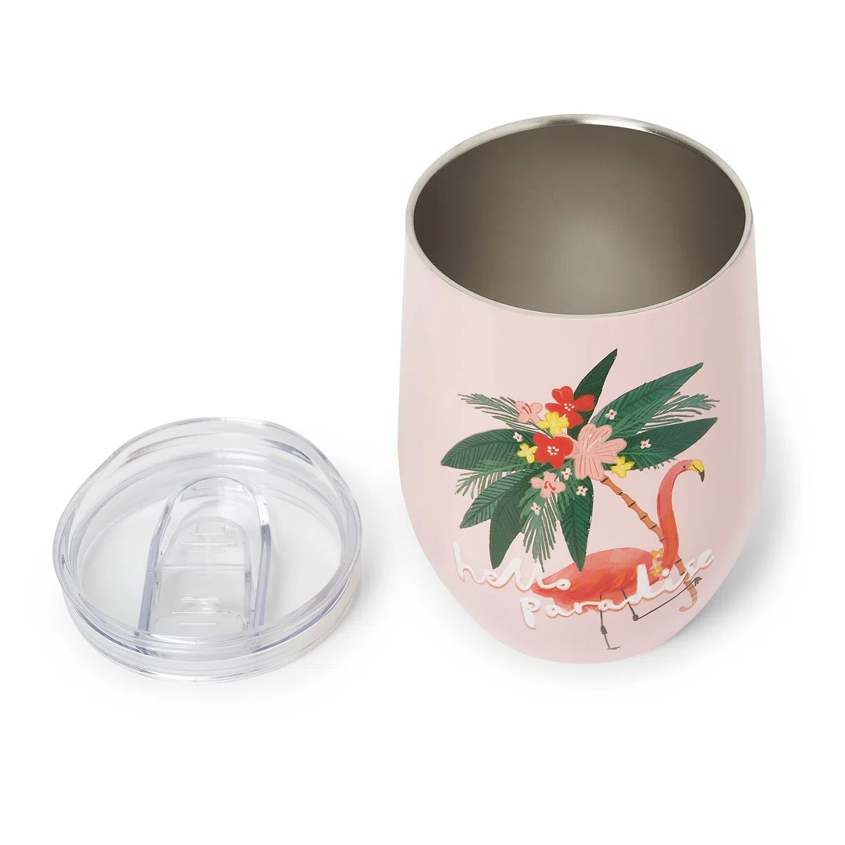 Legami - Bicchiere Termico 325 Ml, Hot&Cold, Ø 9 cm, in Acciaio Inox a doppio Strato e Plastica, Tema Flamingo, Riutilizzabile, Tappo Ermetico con Foro per Cannuccia, Leggero, Resistente