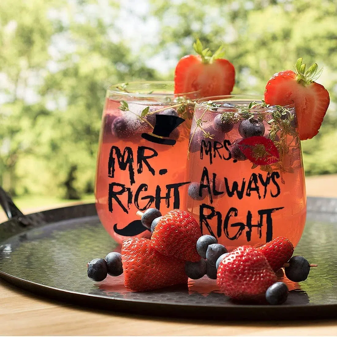 Mr Right e Mrs Always Right bicchieri da vino per coppie, regalo di coppia, regali di nozze per la sposa e lo sposo, regalo di fidanzamento, set di bicchieri da vino senza stelo