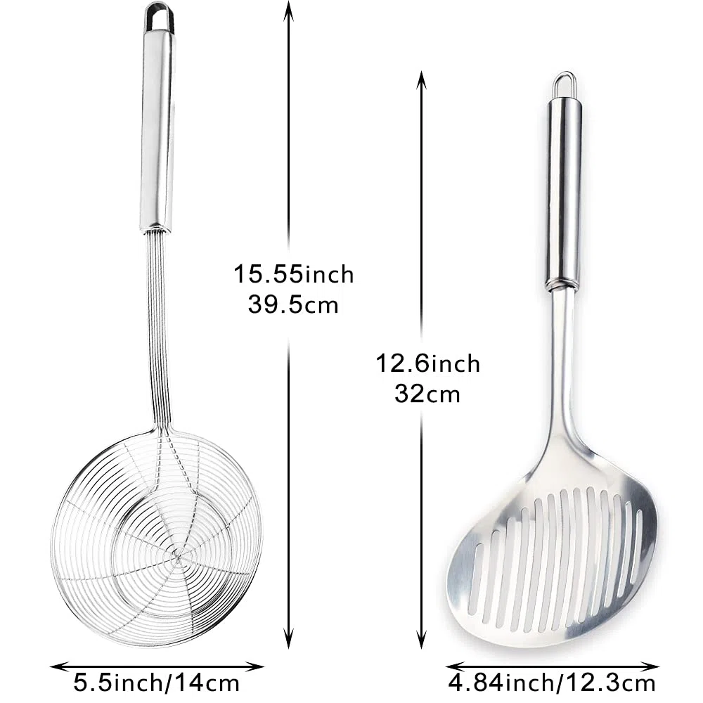 TENTA Cucina Multi Utensile da Cucina in Acciaio Inox Skimmer scanalato Turner Pesce Spatola Cucchiaio Colino Filtri Scolo Cucchiaio Mestolo Ragno Colino Schiumatore Mestolo per Cottura e Frittura