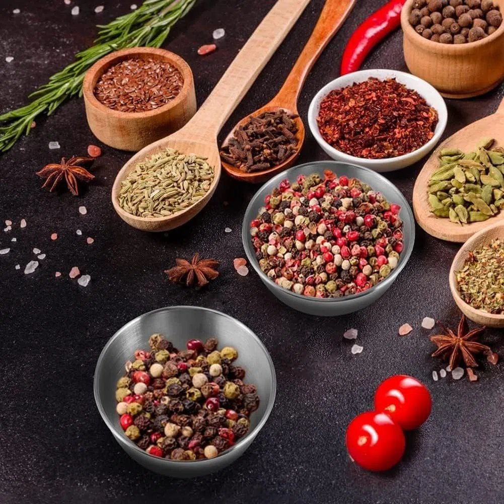 MGE - 4x Mini Ciotole da Cucina in Acciaio Inox - Ciotoline Aperitivo - Ciotoline Monoporzione - Ciotola per Antipasti - Ciotole Aperitivo - Set di 4-12,5 cm -Speciale per Presentazione
