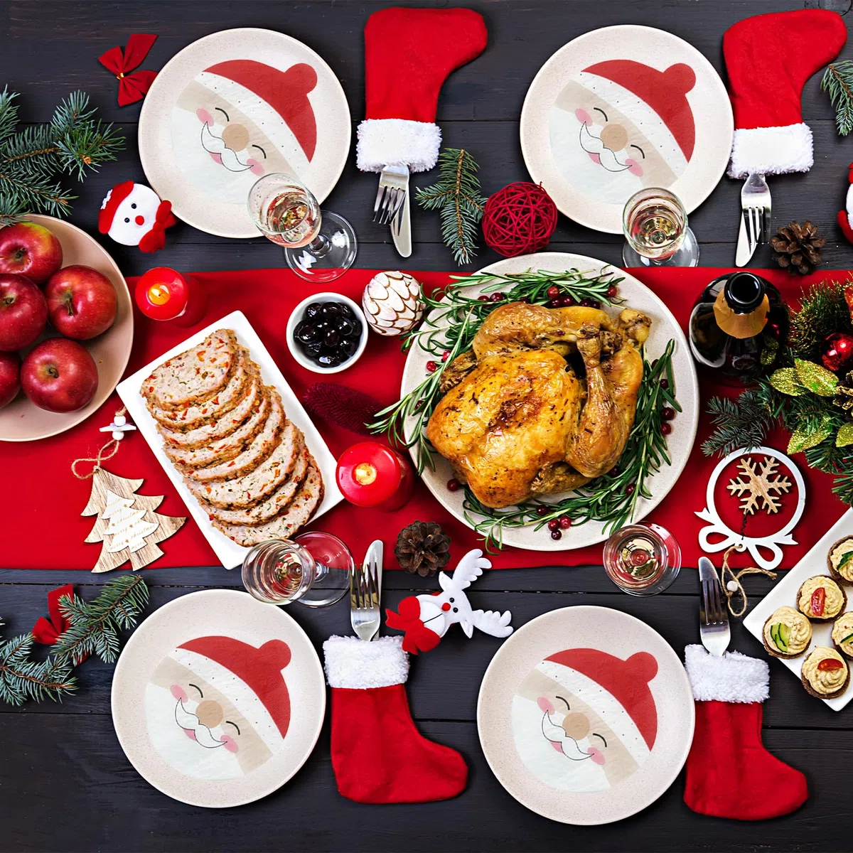 40 tovaglioli natalizi con motivo di Babbo Natale, tovaglioli rotondi, decorazioni natalizie, decorazioni per feste, carta velina