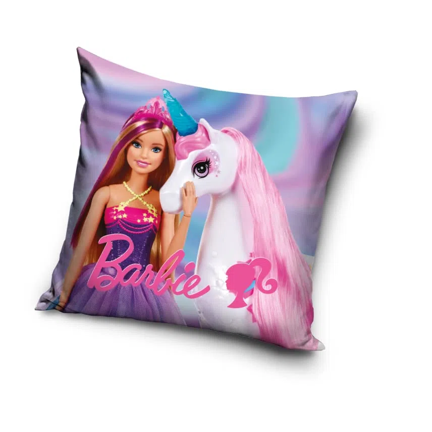 Federa per Cuscino per Bambine, Motivo: Barbie Unicorno, Viola (40 x 40 cm)