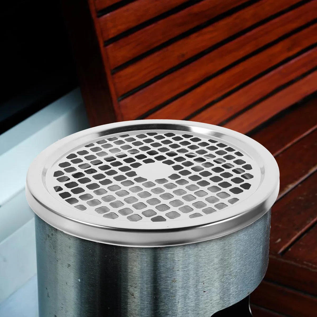 Coperchio Posacenere in Acciaio Inox per Bidone della Spazzatura Griglia, Set Completo Vassoio per Contenitore Rifiuti Esterno, Accessorio per Hotel e Uso Commerciale