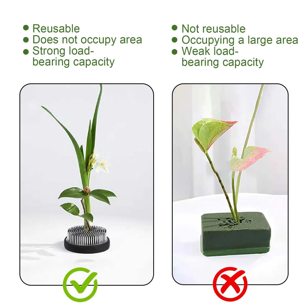 4 Pezzi Argento Fiori Flower Holder, 3 Misure D23*2+D34+D46 Flower Disposizione Pin, Round Acciaio Inossidabile Disposizione dei Fiori Pin, per Composizioni Floreali per Casa, Giardino, Hotel