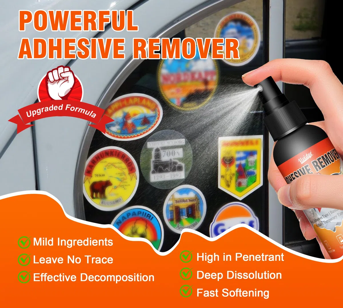 Rimozione Adesiva, 200ml Spray Professionale per Rimuovi Colla Adesivi con Raschietto e Lame di Rasoio, Solvente per Supercolla Sicuro su Più Superfici, Rimuove Rapidamente Etichette e Residui Colla