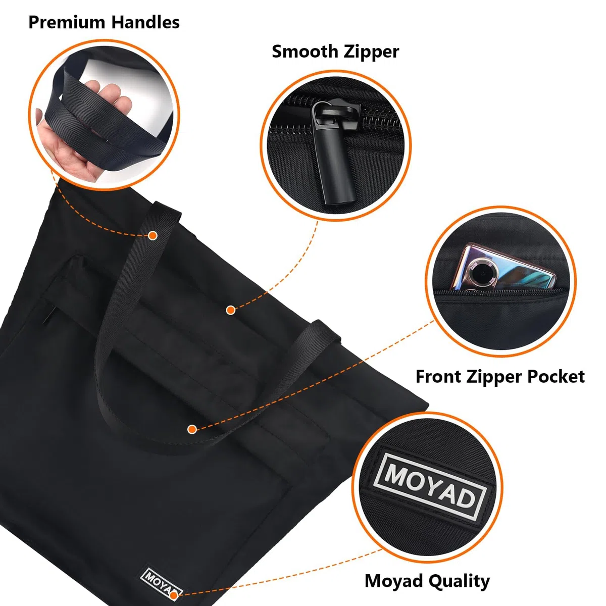 Moyad Borsa Termica Porta Pranzo 11L, Borsa Frigo Isolata Impermeabile per Ufficio, Lavoro e Picnic, Lunch Bag Pieghevole e Leggera con Tasca Frontale per Uomo e Donna, Nero