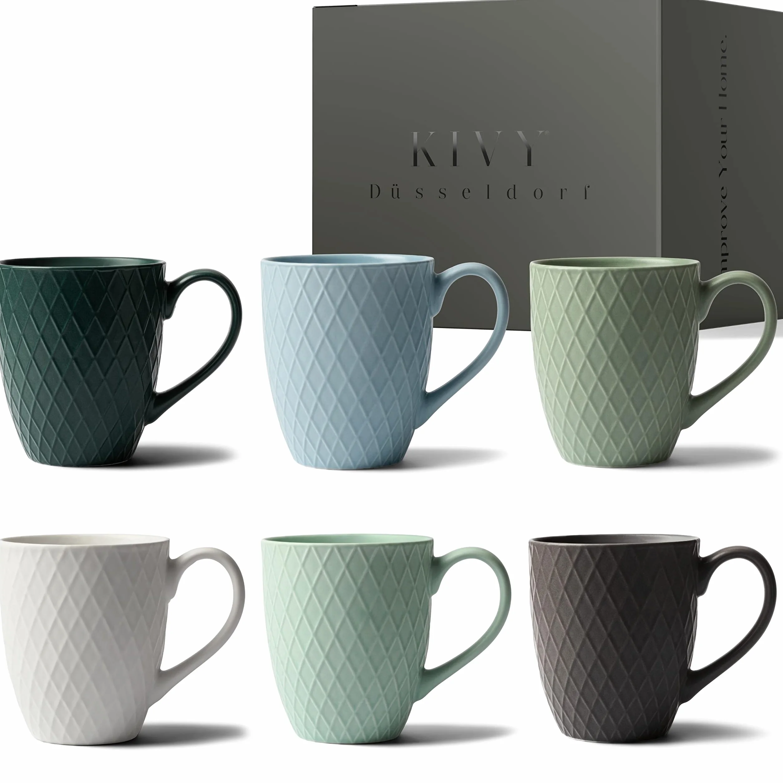 KIVY Tazzine Caffè [6 x 400 ml] – di Qualità con Manico Grande – Set Colazione Tè