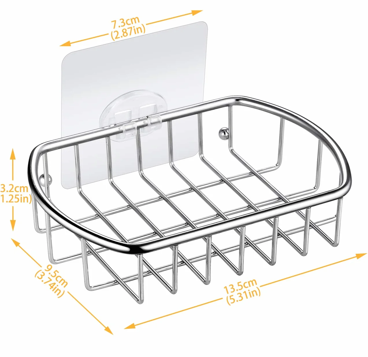 Autoadesivo Portasapone in Acciaio Inox, Anti Ruggine, Senza Foratura, Mensola Per Bagno, Organizzatore per Cucina (1.Cestino del Sapone)
