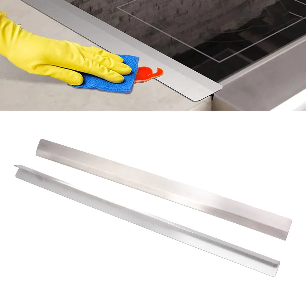 2PCS Gap Filler per Fornello e Bancone, Fornello da Coprigap Cover in Acciaio Inox Gap Cover, Gap Cover tra Fornello e Bancone per Forniture da