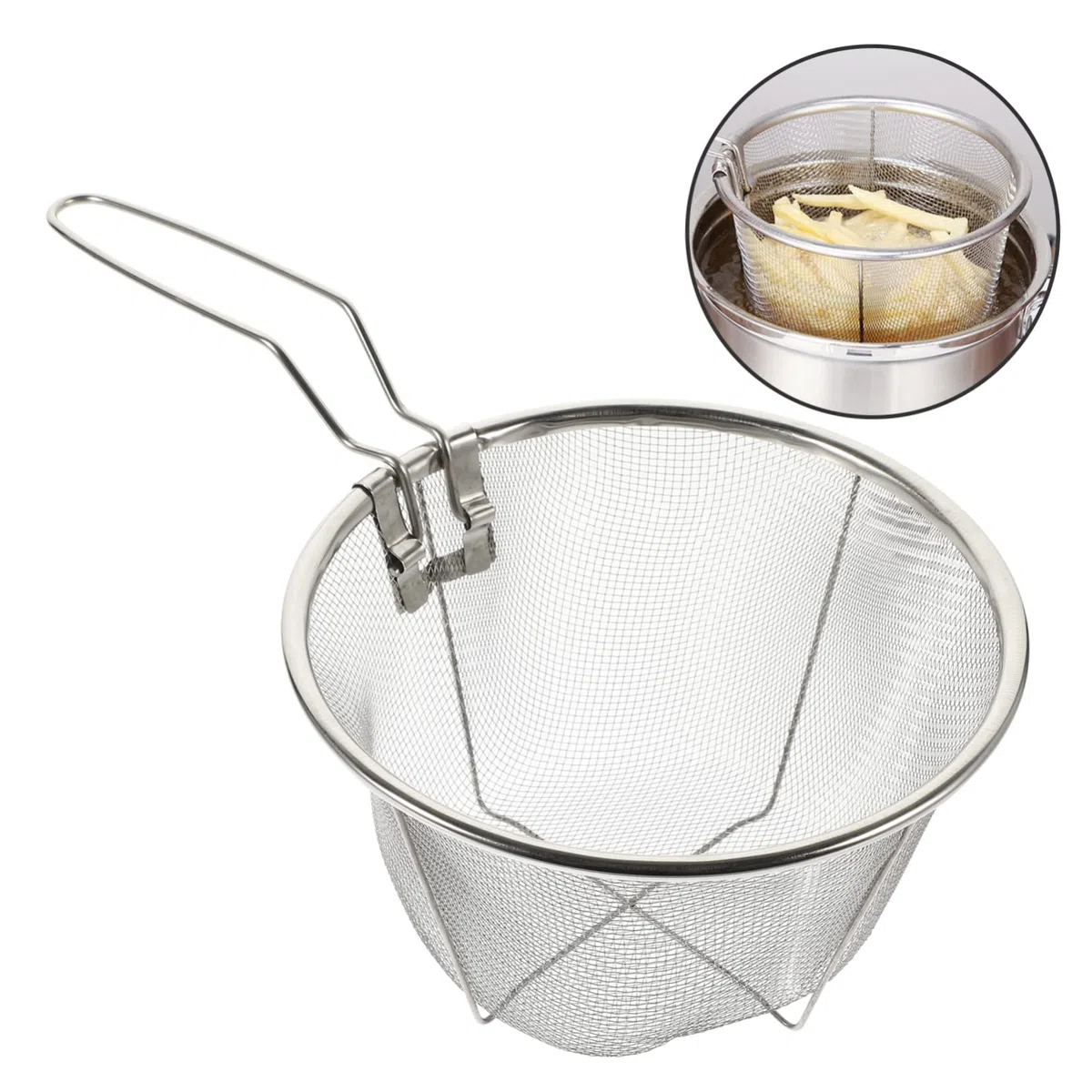 Garneck Scolapasta in Acciaio Inossidabile Con Manico Pieghevole - Cuocipasta Ideale Per Pasta e Verdure - Dimensione 18 Cm Utensile Da Cucina Pratico e Resistente Per Uso