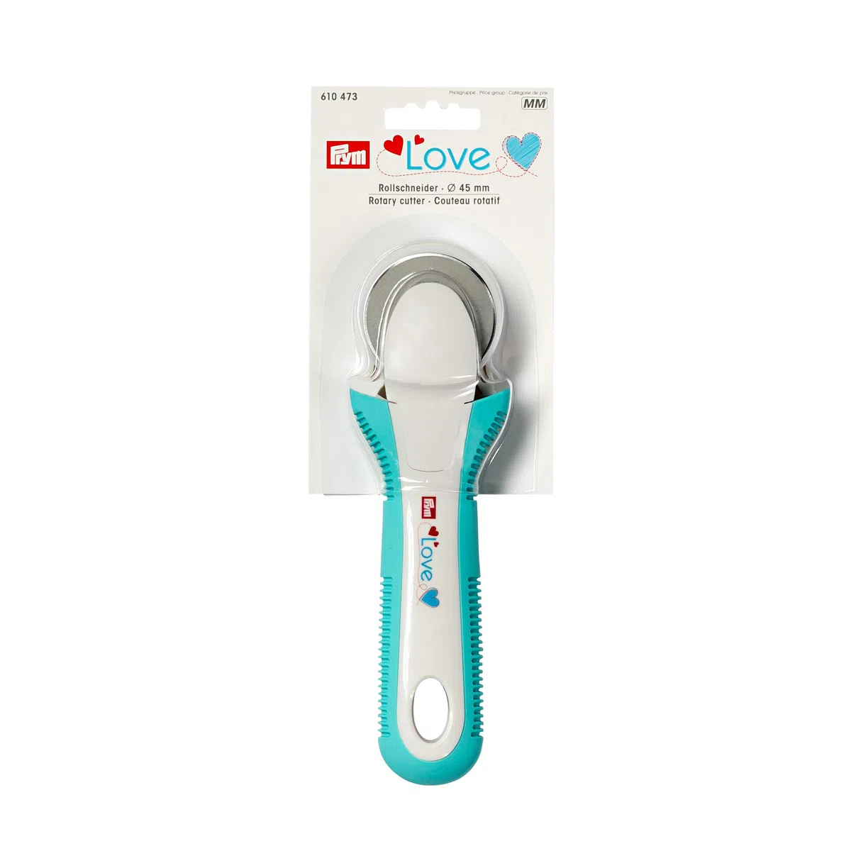 Prym Love taglierina rotativa, azzurro/bianco, 45 mm