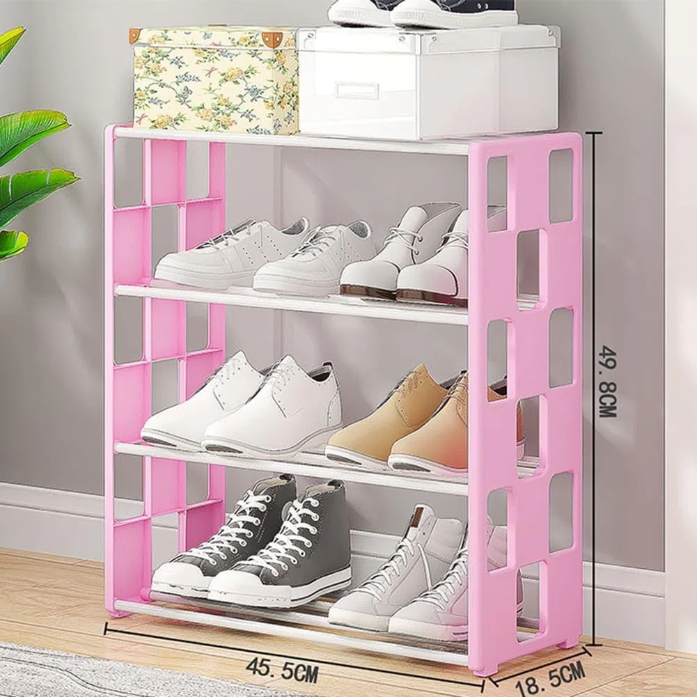 Elegante soluzione per riporre scarpe in metallo con layout a griglia, per organizzare scarpe di varie dimensioni e stili (rosa)