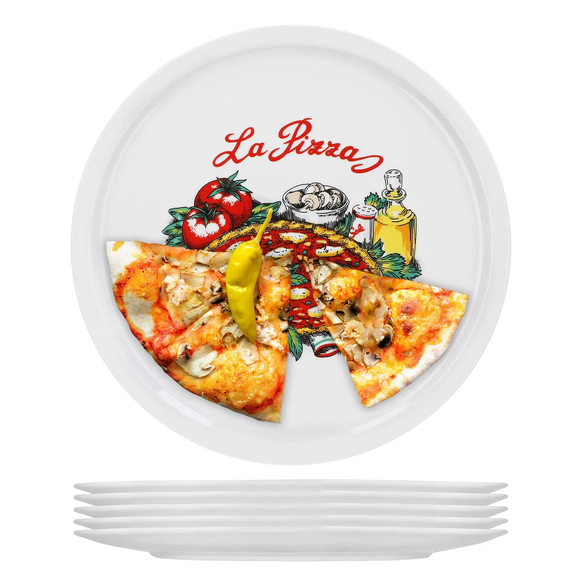 Van Well Napoli Set di 6 piatti da pizza in porcellana, diametro 30,5 cm, con motivo