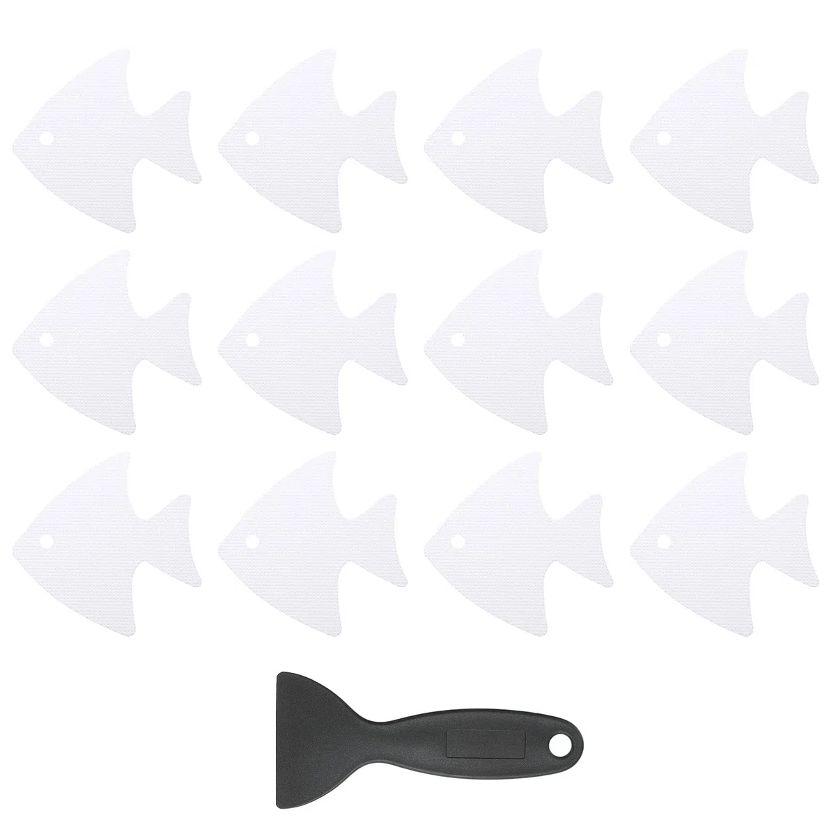 PATIKIL 12 PCS Adesivi Antiscivolo per Vasca, Adesivi Antiscivolo per Doccia con Raschietto Decalcomanie per Pavimento Doccia Forma Pesce Carini Tread Vasca, Bianco