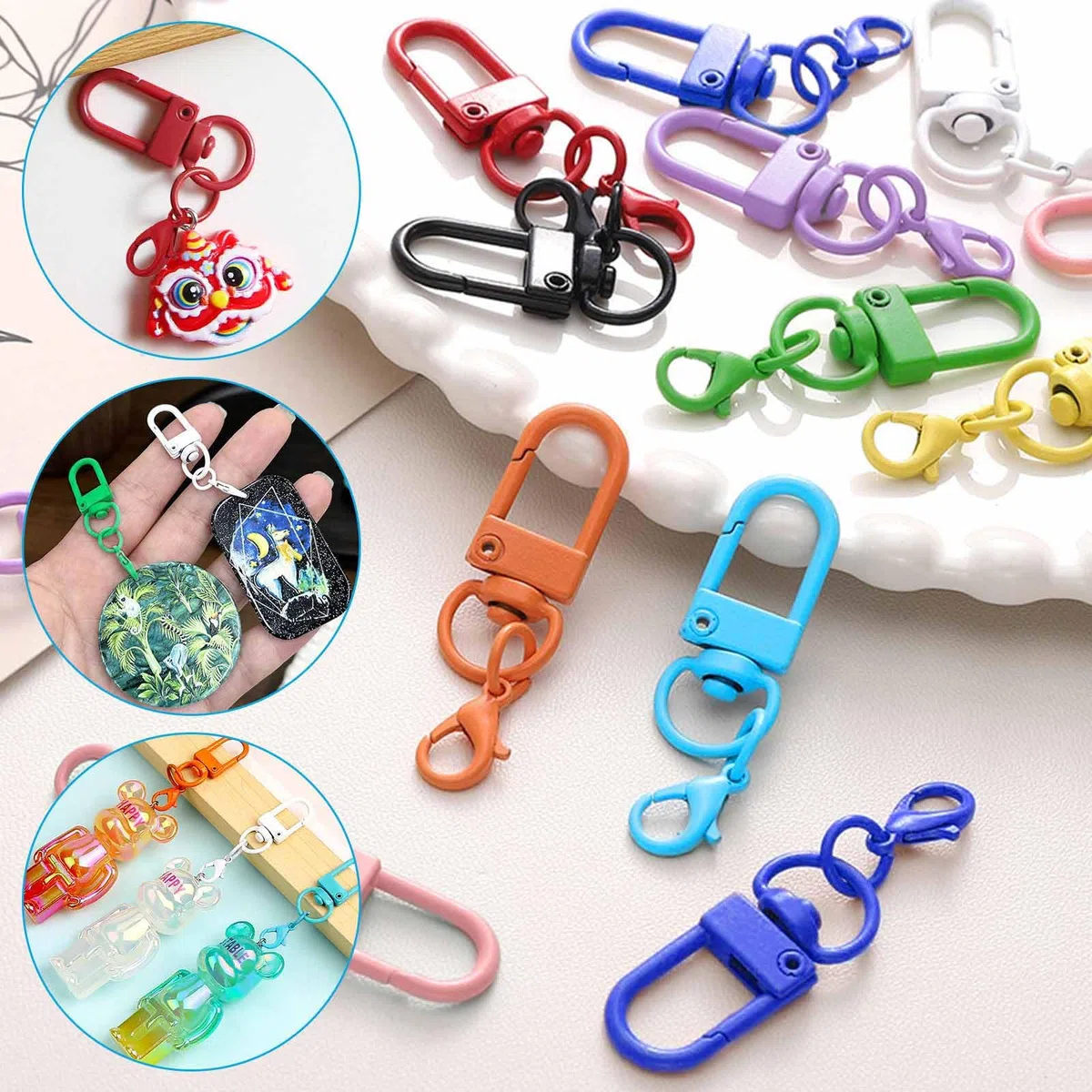 Anelli per Portachiavi Fai Da Te,100 Pezzi Moschettoni Piccoli,Anelli Portachiavi per Chiavi,Accessori Fai da Te,Artigianato