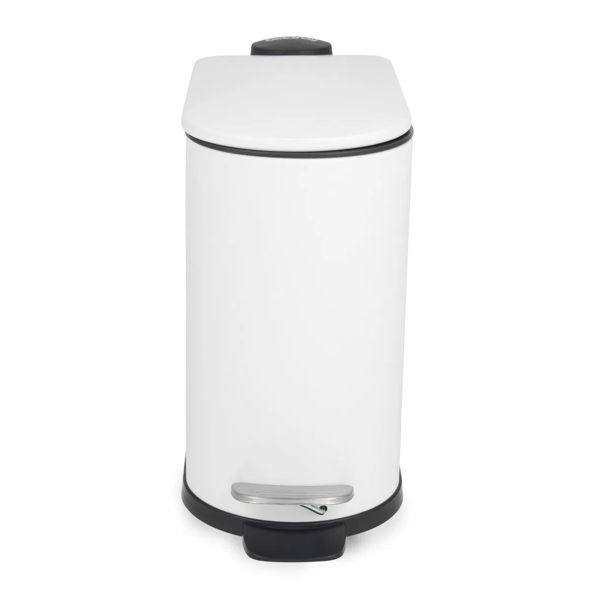 Beldray Pattumiera a pedale per bagno, 5 litri, coperchio con chiusura ammortizzata, pattumiera sanitaria a forma di D, per camera da letto, ufficio, cucina, finitura verniciata a polvere, salvaspazio