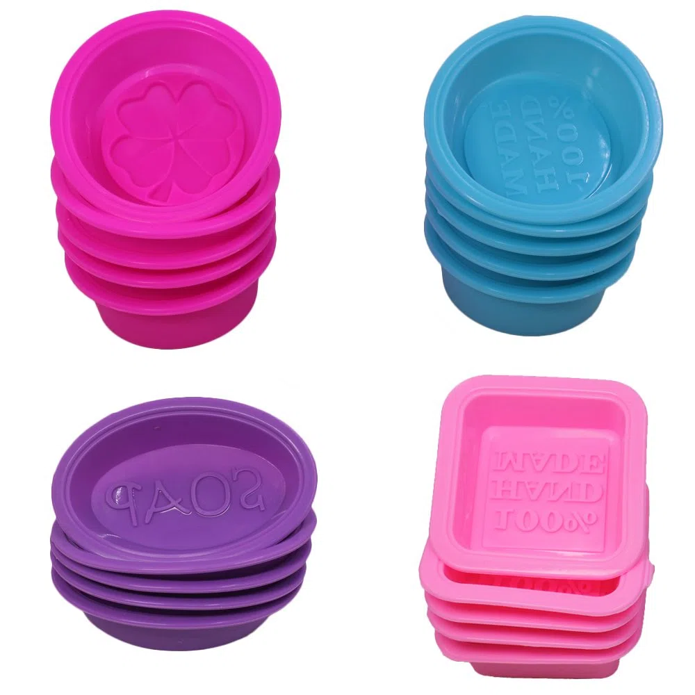 20 pc sapone in silicone che fa stampi, forma rotonda ovale quadrata, fineGood dolce cupcake muffin stampo per fai da te artigianale fatto in casa, commestibile