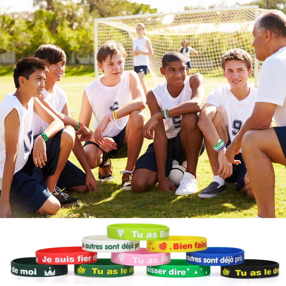 Braccialetto elastico in silicone di ispirazione francese Braccialetti in gomma per sport festa regali
