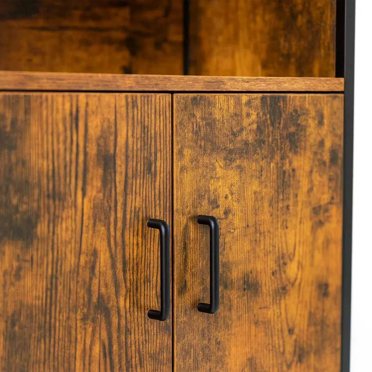 Armadio da Cucina Relaxdays, Stile Industriale, scaffale con Ante, HLP: 124,5 x 60 x 35 cm, Mobile Vintage, Marrone