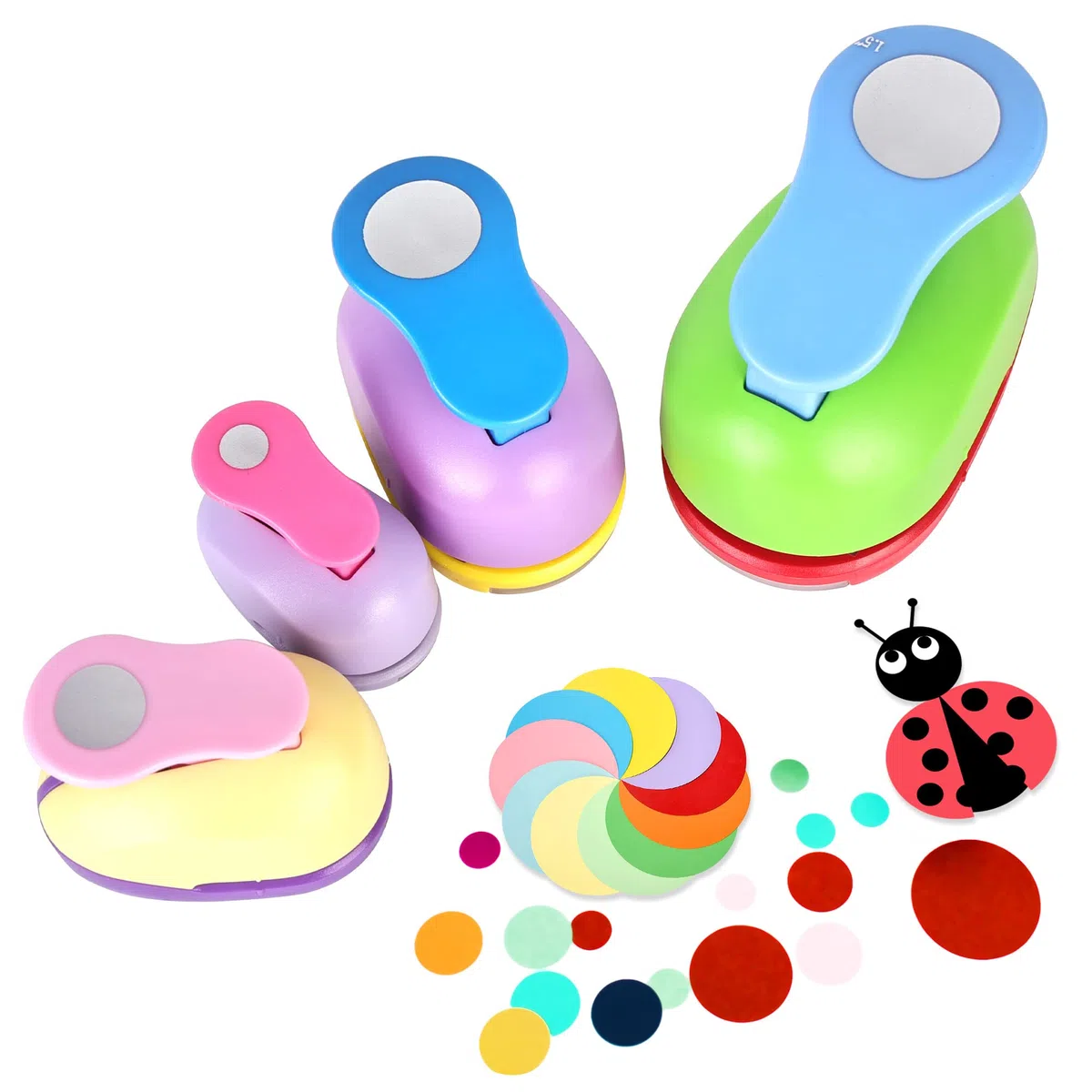 Perforatrici rotonde per bambini, 4 punzonatrici per fori, in carta, per cerchio, per fai da te, scrapbooking, album fotografici, etichette regalo (10 mm, 15 mm, 25 mm, 38 mm)