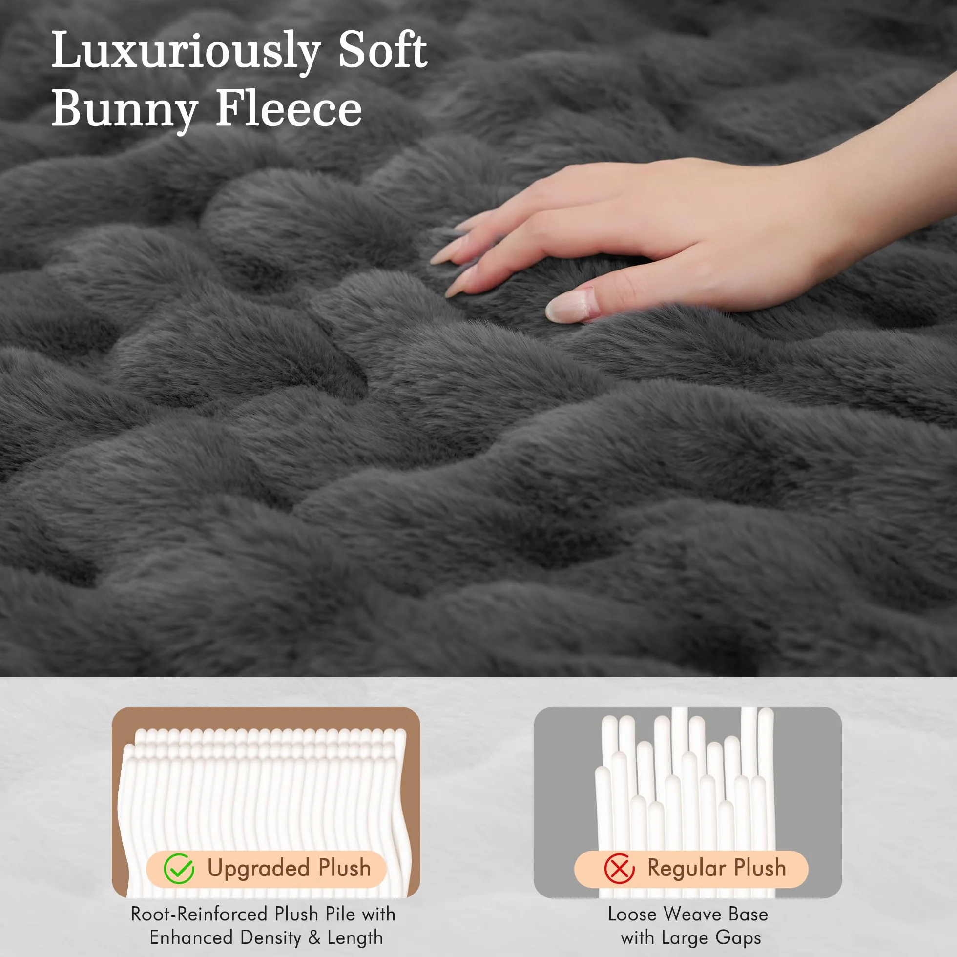 Coperta Elettrica Riscaldante 130x180 cm per Letto e Divano, Peluche Coniglio e Flanella, 4 Livelli di Temperatura, Spegnimento Automatico 10 Ore, Lavabile in Lavatrice