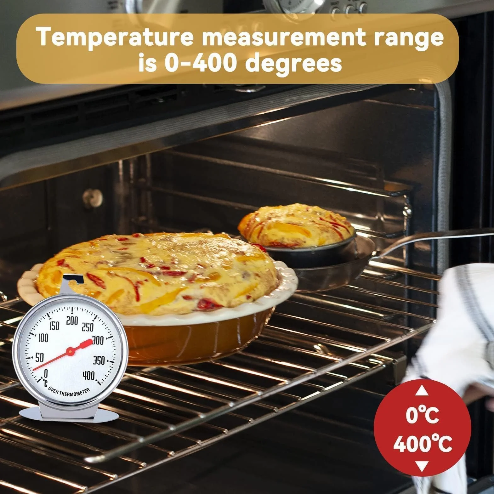 Termometro Da Forno Con Quadrante, Termometro Da Cucina in Acciaio Inossidabile Grande Oven Misuratori Di Temperatura Per La Cottura Al Barbecue,Forno Stufa A Gas, BBQ, Cucina E Pasticceria