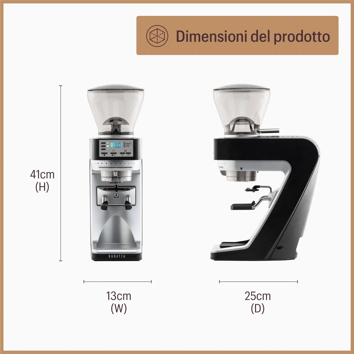 Baratza - Macinacaffè Sette 270 230V - Elettrodomestici per la Casa, Macina Caffè Elettrico per Caffè in Grani, Nero