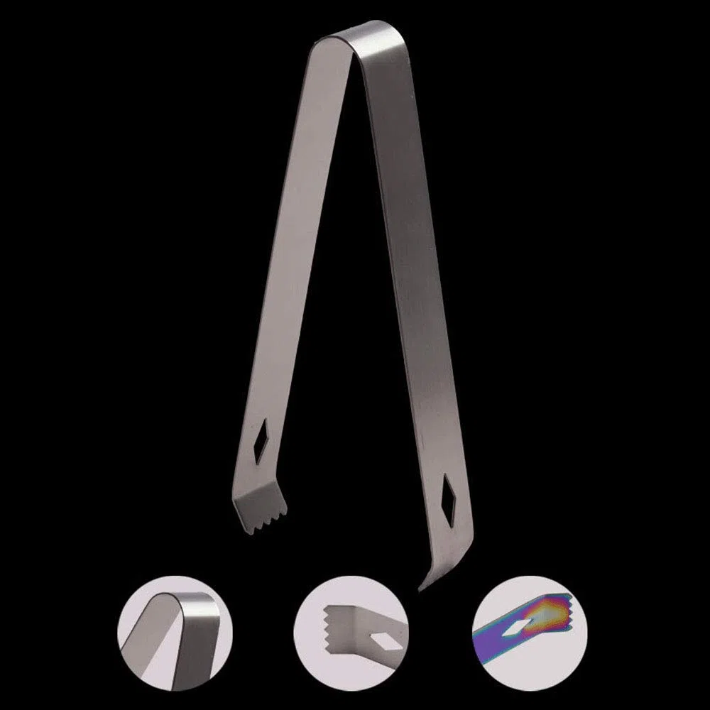Pinze per ghiaccio in acciaio inox, 3 pezzi, per dolci e caramelle, a braccia lunghe, per buffet, barbecue, bordi smerlati con denti per matrimoni, bar, feste, cucina