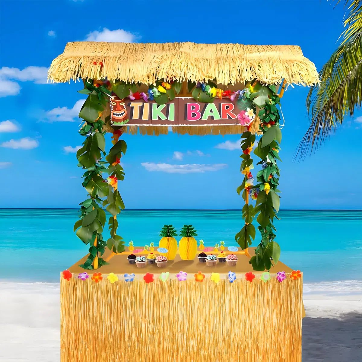 Gonne da Tavola Hawaiane, Gonna da Tavola Hawaiana Luau, per la Decorazione Tropicale della Festa Hawaiana Deco per Adulti, Decorazione da Tavola della Festa Aloha (ZQ-4)