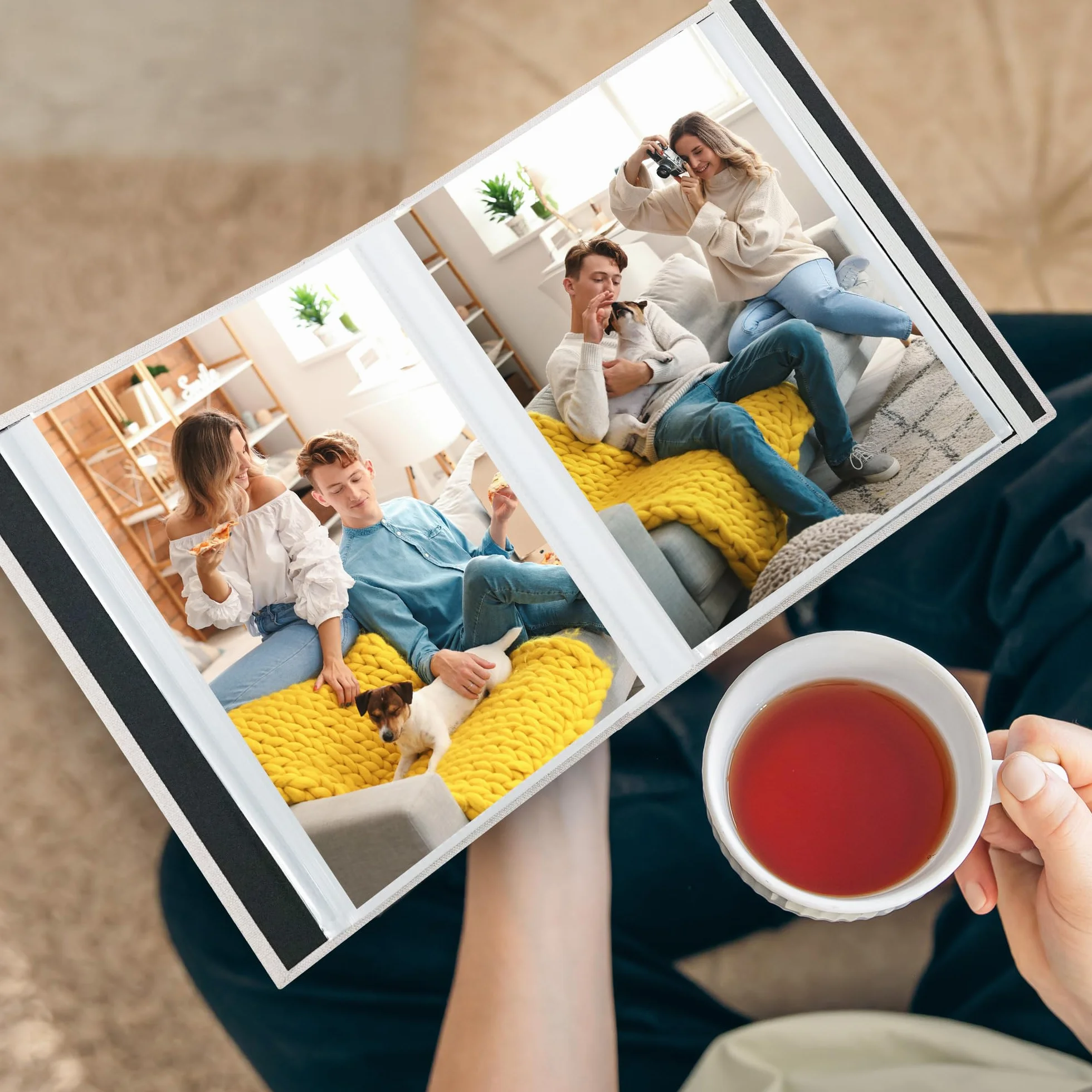 Album Fotografico 13x18 con Copertura Personalizzabile – 26 Tasche (Contiene 52 Foto) – Album per Foto DIY con Album Portafoto per Famiglia, Viaggio, Matrimonio, Nero