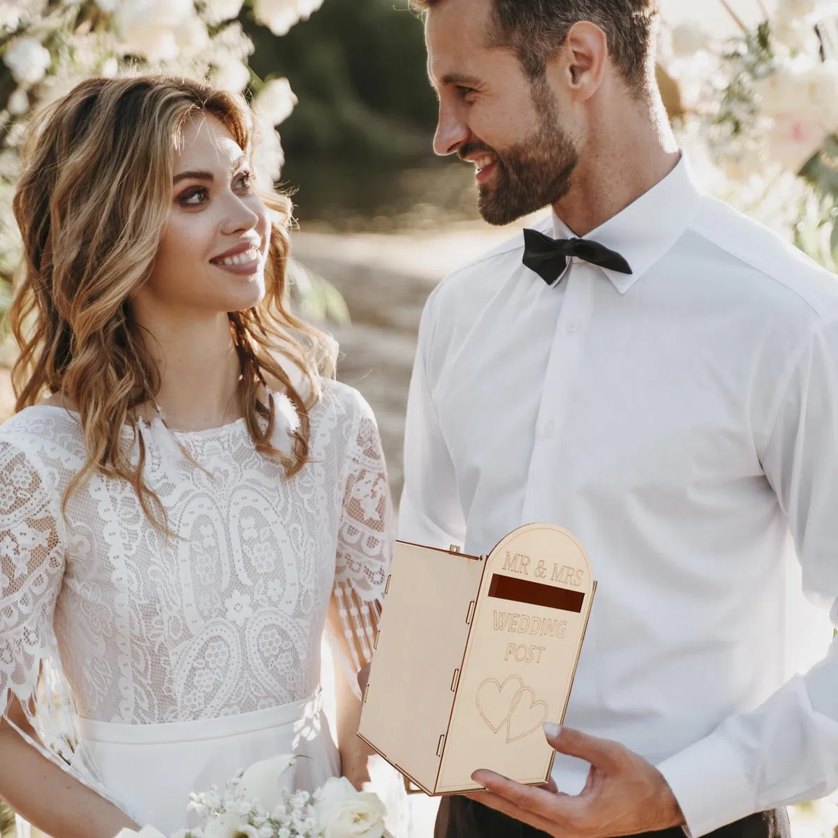 Ragyzity Cassetta postale rustica in legno per matrimonio, scatola porta carte per lettere e regali, cassetta postale fai da te con fessura per buste, eleganti decorazioni per ricevimenti