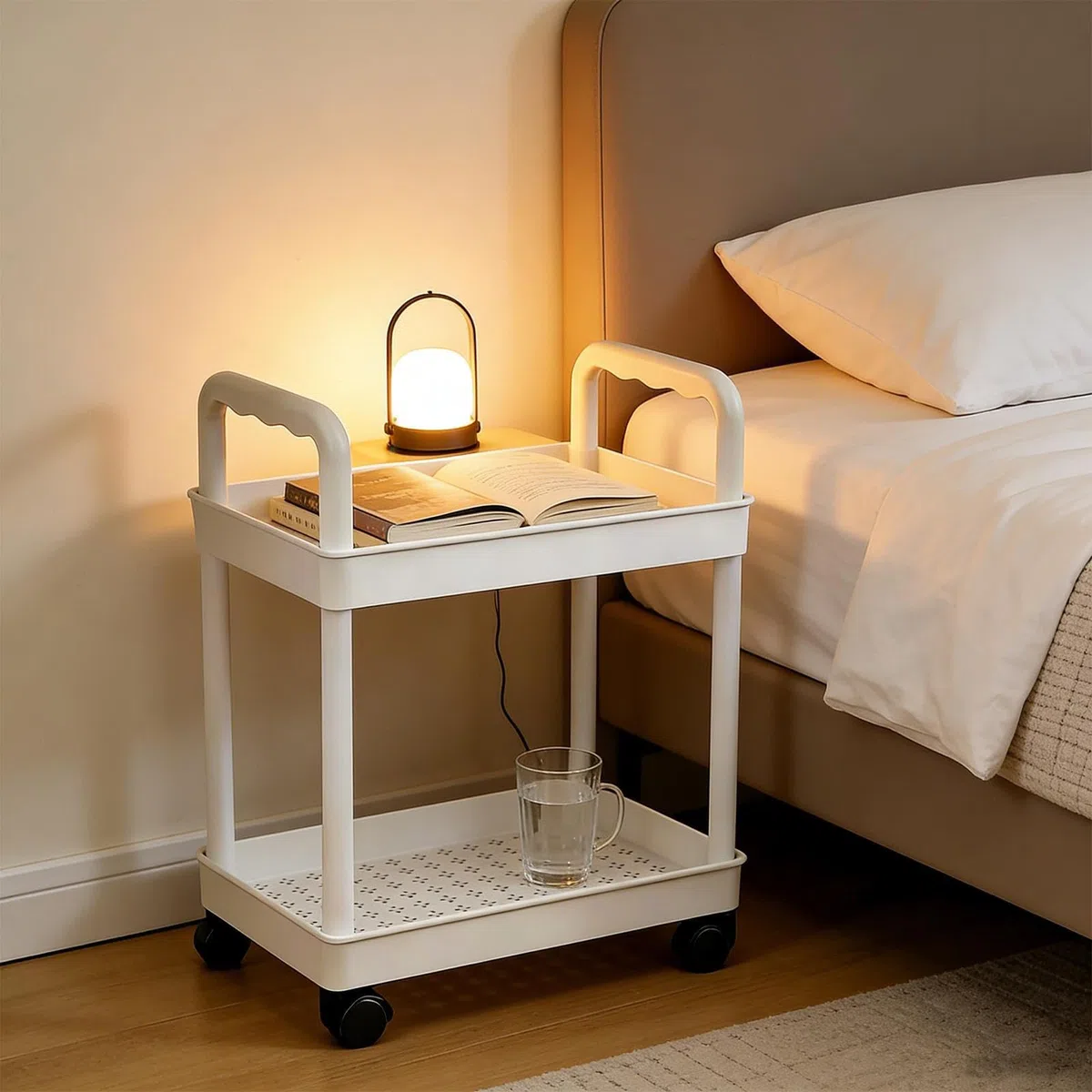 Carrello Con Rotelle Per Conservazione A 2 Livelli Con Ruote, Organizzatore Risparmia-Spazio Per Cucina, Bagno, Uffici Domestici, 4 Ruote Silenziose, Carrello Utilità Leggero E Portatile