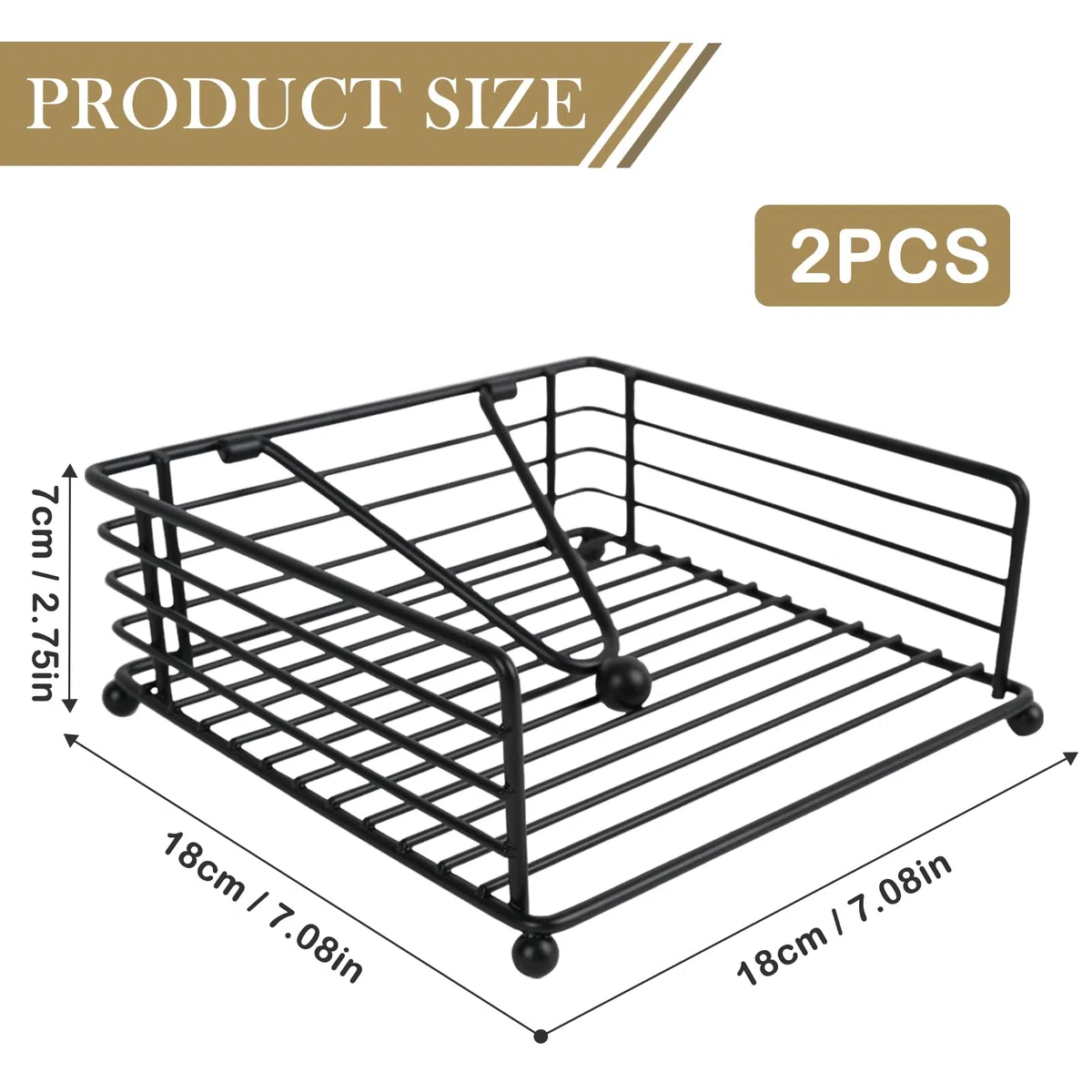 RETON 2 pezzi portatovaglioli da tavola, porta tovaglioli da tavolo in metallo con barra ponderata, porta tovaglioli cucina, portatovaglioli bar, per casa, ristoranti, caffè, matrimoni(nero)