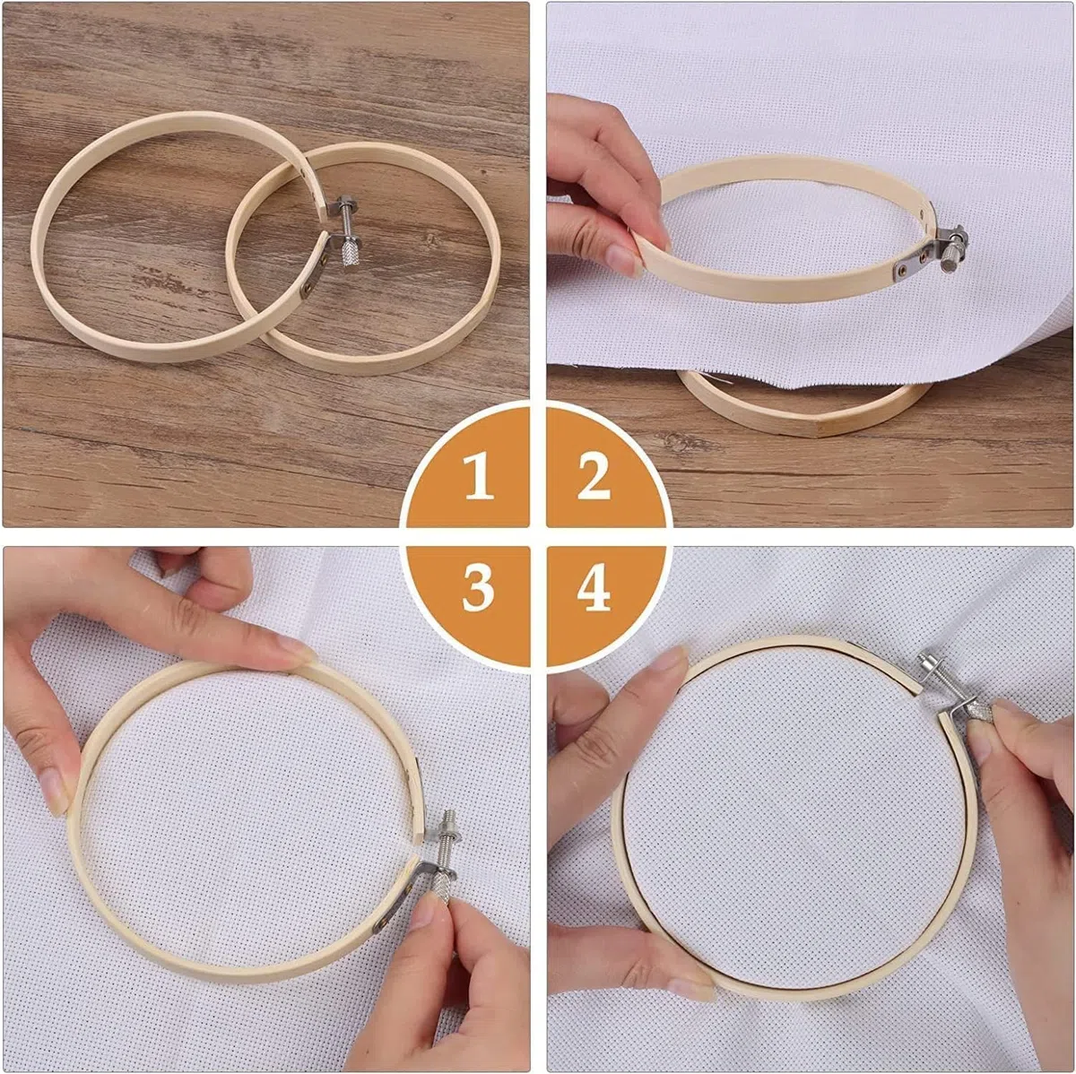 ZOOQUE 20 Pezzi Telaio da Ricamo,Bamboo Cerchio Cerchi da Ricamo in Legno per Punto Croce L'artigianato il Cucito a Mano Decorazione e Progetti Fai da Te e Cucito (10cm,20Pezzi)