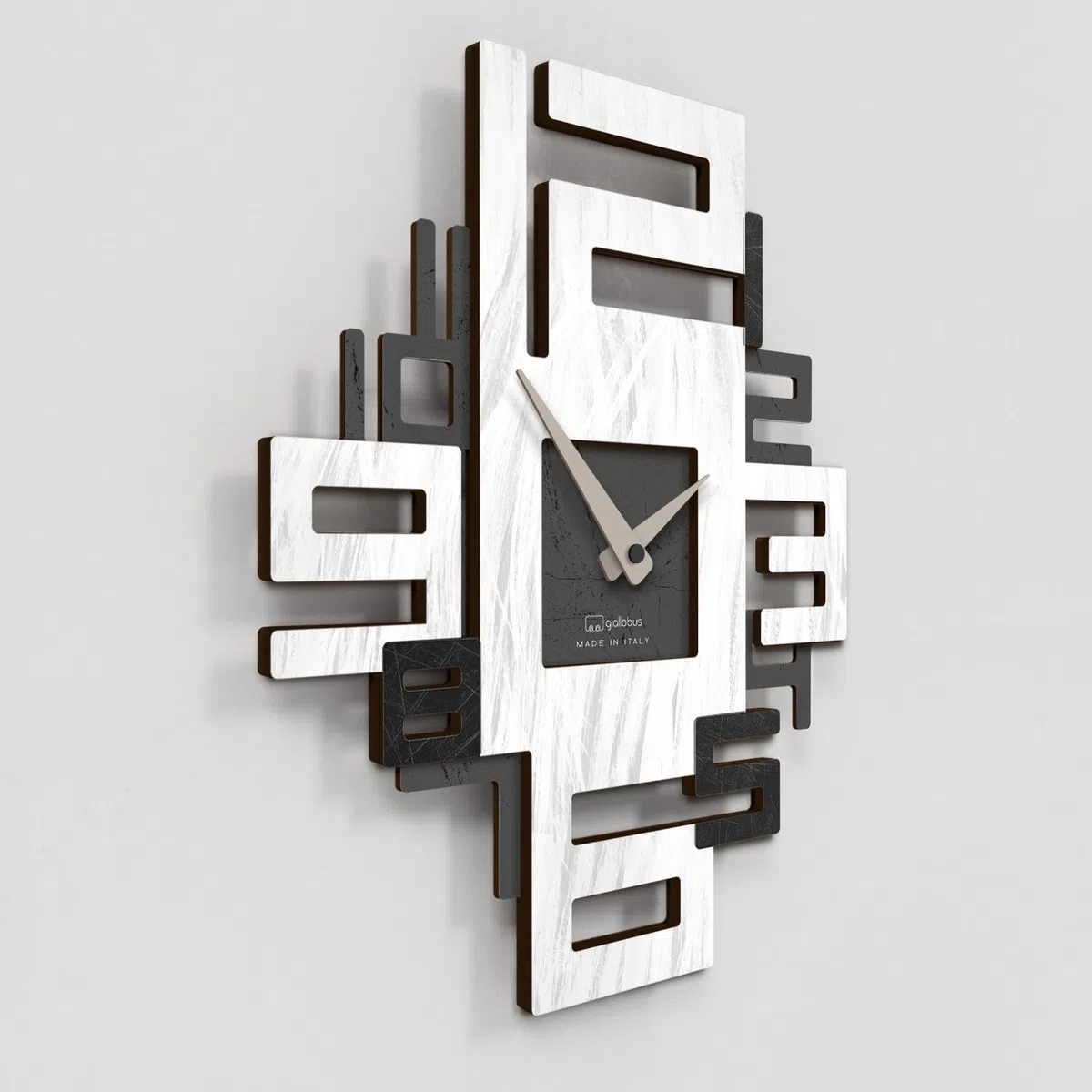 Giallobus - Orologio Bilay - Axia - Legno Mdf - Premium 38x45 - - 15 - Shade - Artigianale Made in Italy - Silenzioso - Idea regalo - Moderni doppio livello
