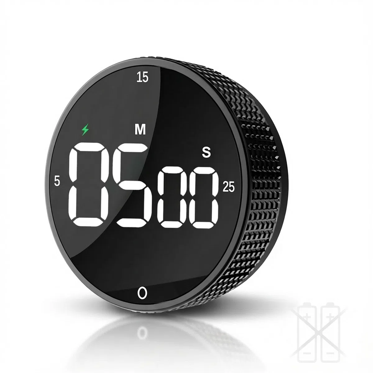 Timer da cucina digitale magnetico ricaricabile con grande schermo LED, allarme forte, 3 impostazioni predefinite (5/15/25 min), 3 livelli di volume, ideale per cucina, fitness e ufficio (nero)