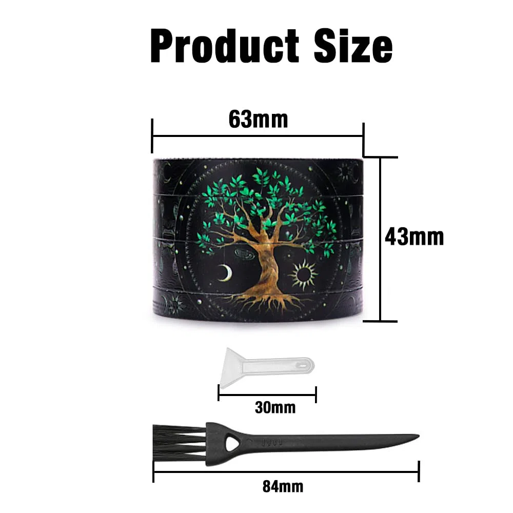 Grande Macinaspezie Versatile 63mm(2.5 "), Spespo Macinino meccanico per spezie,- realizzato in Lega di zinco - 4 Pezzi - full color printing (Tree design)