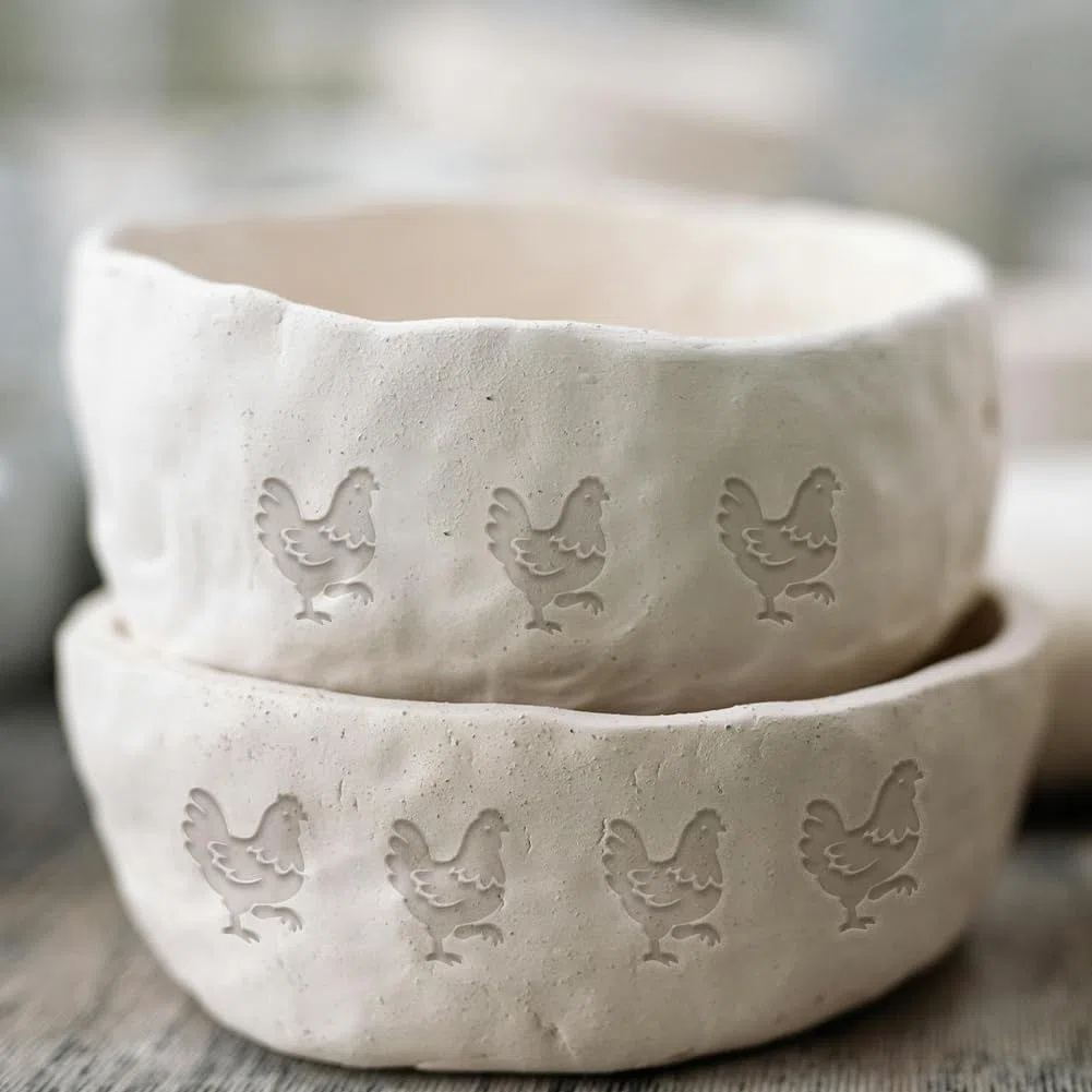OLYCRAFT Timbri In Legno con Manico A Forma di Gallina 4.3x2.7cm Timbri In Legno per Argilla A Forma di Pollo Timbro In Ceramica per Argilla Artigianato Fai Da Te Decorazioni Fatte A Mano