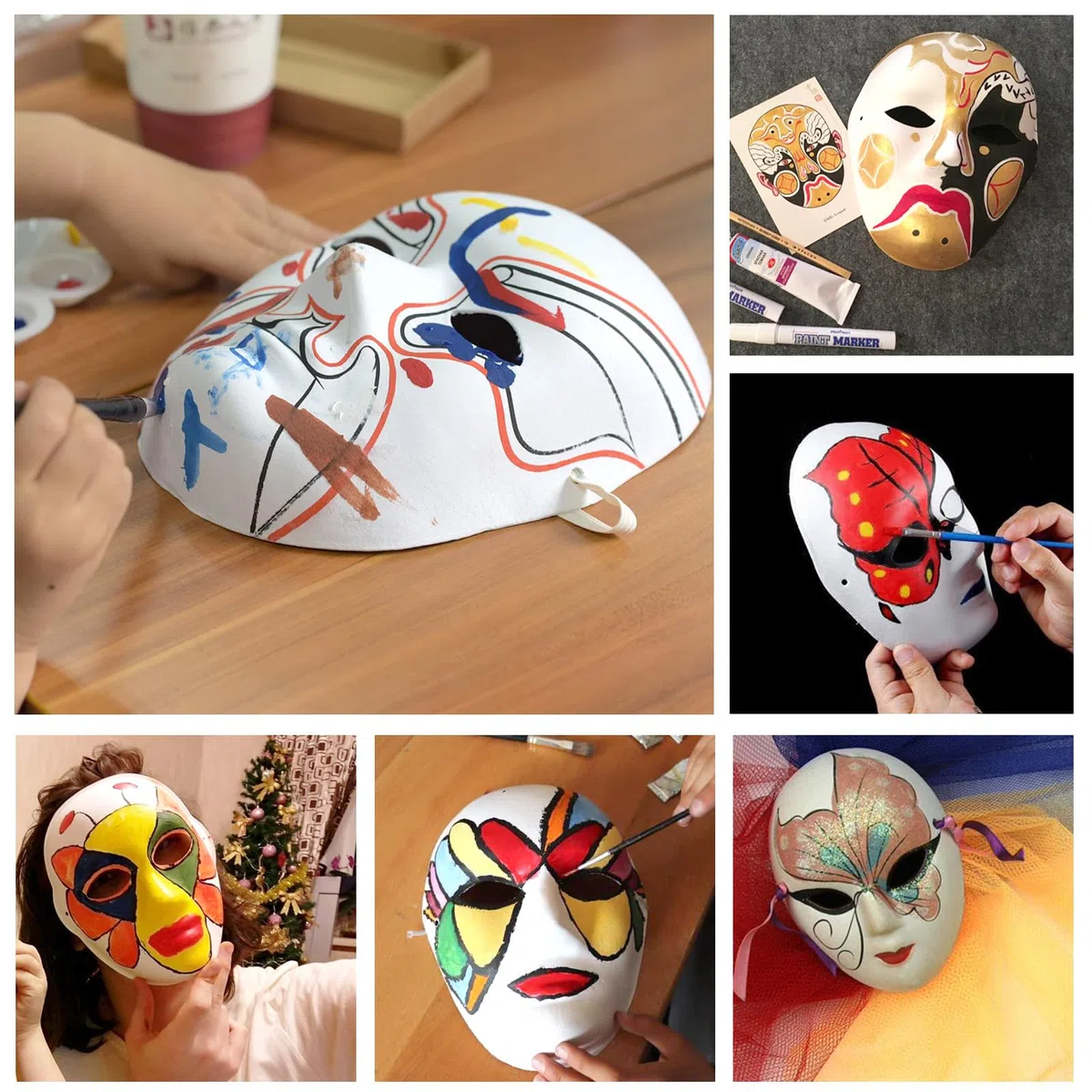 10 Pezzi Maschera Bianca Verniciabile, Carta Fai Da Te per Carnevale e Viso