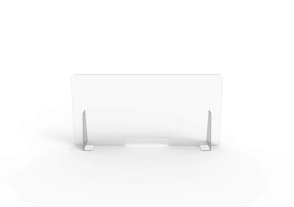 Pannello Protettivo Parasputi/Parafiato da Banco in Plexiglas misura 100x50 cm… (Trasparente con finestra)
