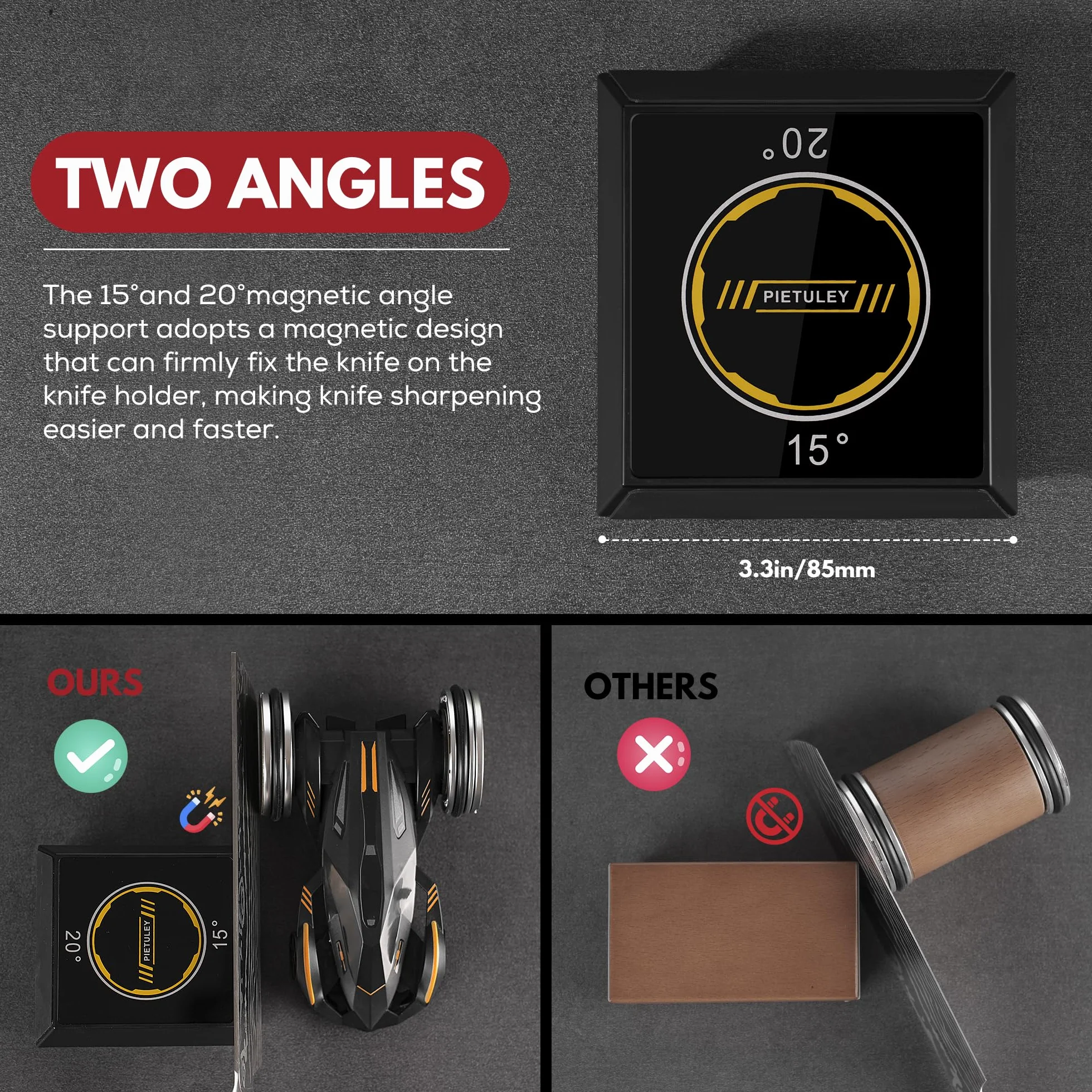 Pietuley Affilacoltelli da Cucina, Pietra Affilacoltelli Professionale, Affila Coltelli da Cucina, Rolling Knife sharpener, Affilatore per Coltelli, Accessori Gadget da Cucina per Uomini