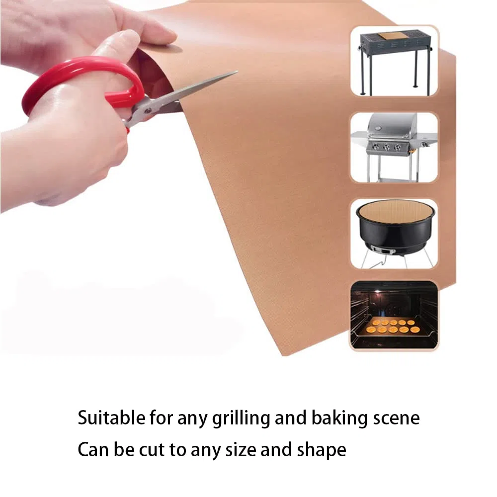 MEISO 5 Pezzi Fogli Teflon, Carta da Forno Riutilizzabile, Fogli di Teflon PTFE, per Forno Pressa a Caldo Antiaderente 40 x 60 cm Tappetino Artigianale Resistente al Calore