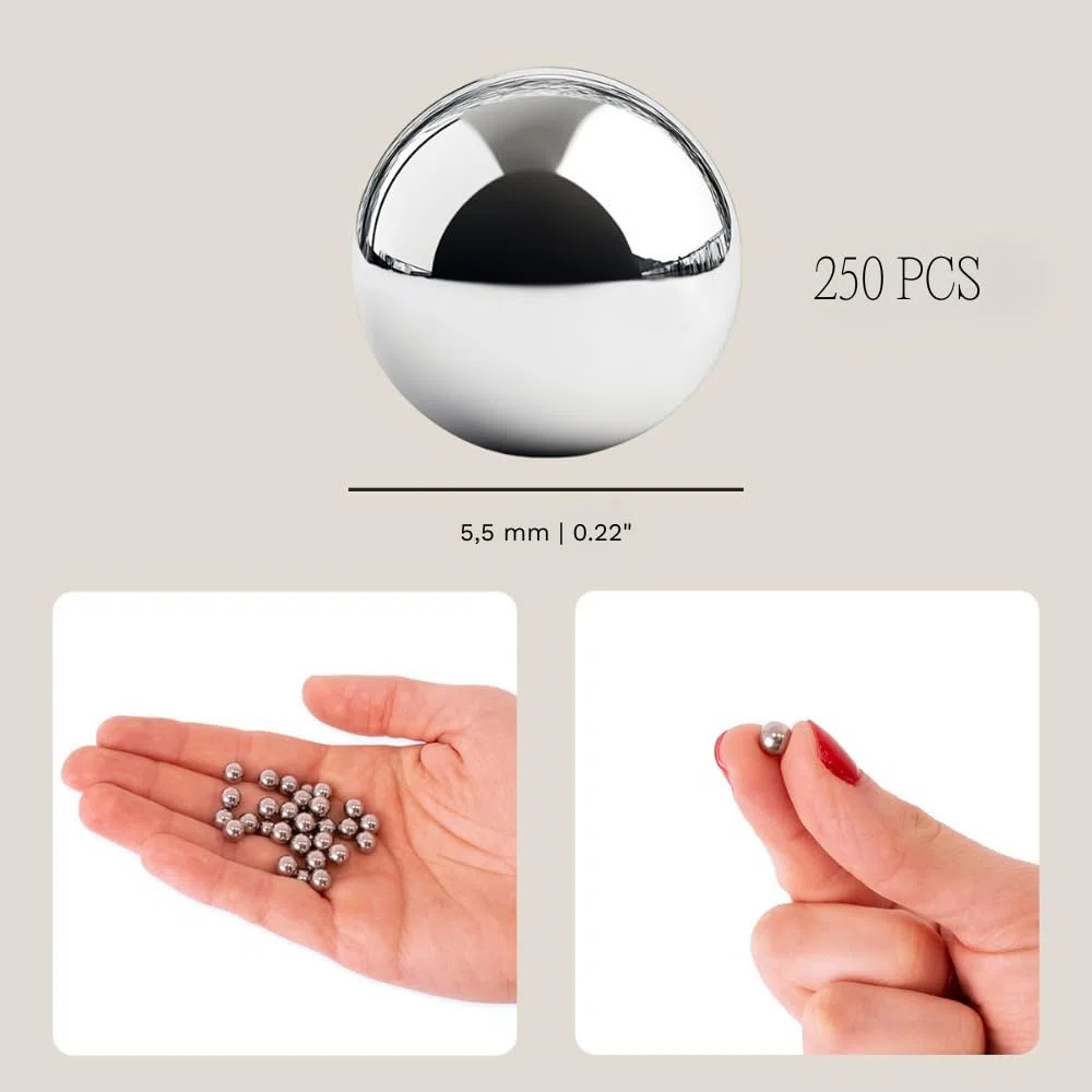 Hartem - Confezione da 250 Sfere di Precisione in Acciaio Inox per la Miscelazione di Vernici Modellanti Acriliche o Vernici per Aerografo | Misura 5 mm (0.20”)