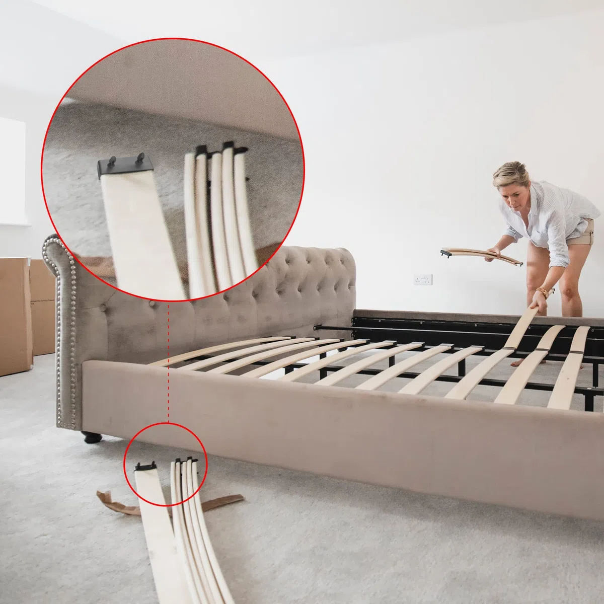 Queekay 16 Parti Ricambio per Letto Piattaforma di Sostituzione delle Doghe Parti Struttura in Plastica Kit Lamelle per Tappi Letto Matrimoniale, 65 mm/ 2,56 Pollici
